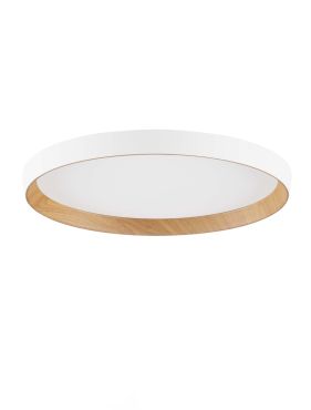 Nova Luce Vomos - plafondlamp - Ø 40 x 7 cm - 36W dimbare LED incl. - zandwit en hout