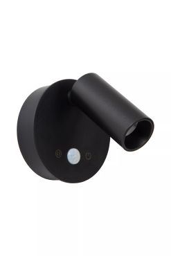 Lucide Toni - oplaadbare wandlamp met bewegingssenor - Ø 8,1 x 12,4 cm - 2W dimbare LED incl. - zwart
