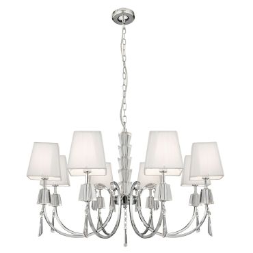 Searchlight Portico - luster - Ø 69 x 96 cm - chroom en wit
