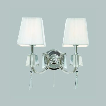 Searchlight Portico - wandverlichting met trekschakelaar - 30 x 23 cm - chroom en wit