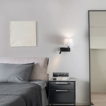 Nova Luce Savona - wandverlichting met schakelaar - 27,5 x 24 x 32 cm - 3W LED incl. - wit en zand zwart