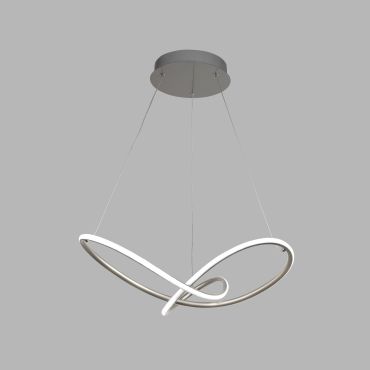 Searchlight Magic - hanglamp - Ø 58 x 150  cm - 29W dimbare LED incl. - satijn zilver en wit