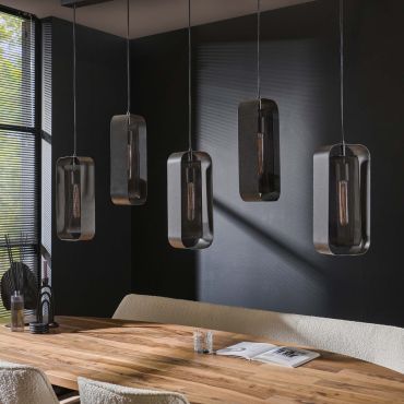 Vico Wilder 5L - hanglamp - 145 x 20 x 150 cm - artic zwart