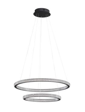 Nova Luce Ginevra - hanglamp - Ø 60,5 x 120 cm - 54W dimbare LED incl. - zandzwart