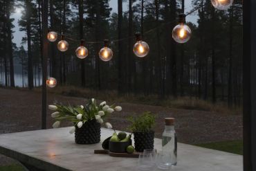 Konstsmide - decoratieve lichtsnoer met dimfunctie - verlengset - 9,15 meter lengte plus 8,5 meter snoer - 10 vervangbare LED-lampen incl. - 7W - IP44 - zwart