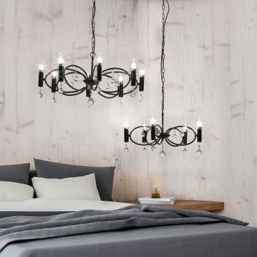 Searchlight Infinity - luster - Ø 65 x 152 cm - mat zwart
