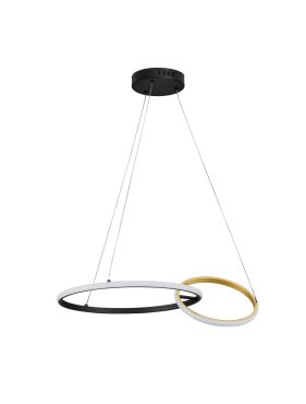 Nova Luce Imar - hanglamp - Ø 63 x 150 cm - 36W dimbare LED incl. - zandzwart en goud