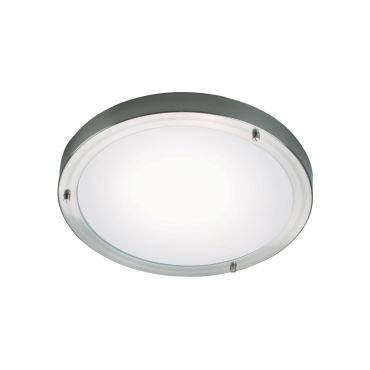 Nordlux Ancona Maxi - plafondverlichting - Ø 31,5 x 8 cm - IP44 - geborsteld staal en opaal wit