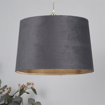 Searchlight Drum Shade - lampenkap - Ø 30 x 20 cm - antraciet en geborsteld goud