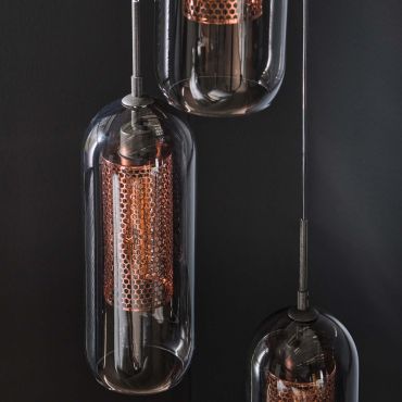 Vico Lantern 3L - hanglamp - Ø 35 x 180 cm - artic zwart