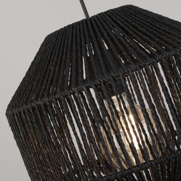 Searchlight Wicker - hanglamp 3L - 130 x 30 x 130 cm - mat zwart