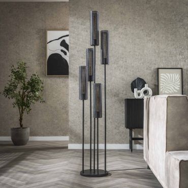 Vico Tube Mesh - vloerlamp - Ø 32 x 172 cm - zwart