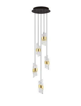 Nova Luce Seneca - hanglamp - Ø 30 x 150 cm - 41W LED incl. - goud en zwart