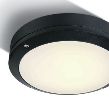 ONE Light Classic Outdoor Range - buiten plafondverlichting - Ø 22 x 6,5 cm - 10W LED incl. - IP54 - zwart
