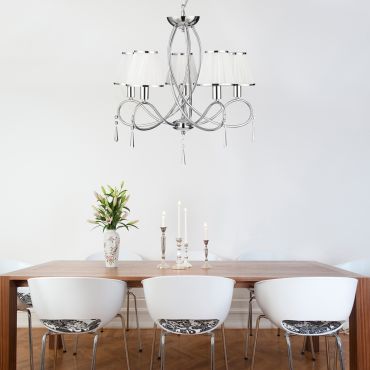 Searchlight Simplicity - luster - Ø 55 x 114 cm - chroom