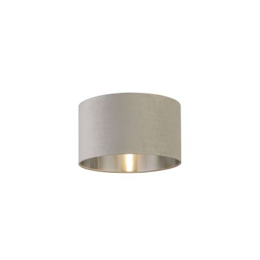 Searchlight Drum Shade - lampenkap - Ø 38 x 22 cm - lichtgrijs en geborsteld zilver