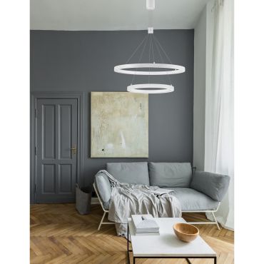 Nova Luce Empatia - hanglamp - Ø 60 x 120 cm - 60W dimbare LED incl. - zandwit