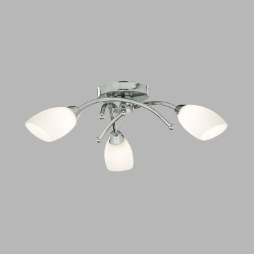 Searchlight Opera - plafondverlichting - Ø 50 x 15 cm - chroom en opaal