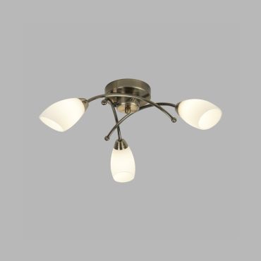 Searchlight Opera - plafondverlichting - Ø 50 x 15 cm - antiek messing en opaal