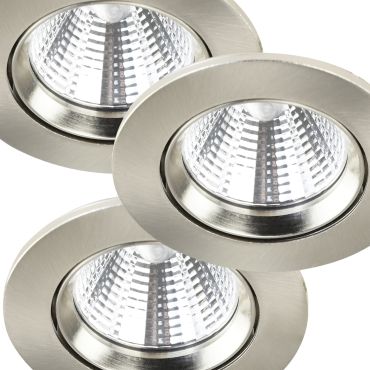 Nordlux Fremont - set van 3 - Ø 85 mm, Ø 72 mm inbouwmaat - 5,5W dimbare LED incl. - IP23 - geborsteld staal