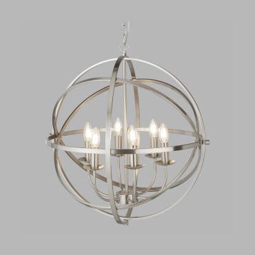 Searchlight Orbit - luster - Ø 60 x 210 cm - satijn zilver