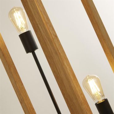 Searchlight Square - staanlamp - 25 x 25 x 140 cm - zwart en bruin