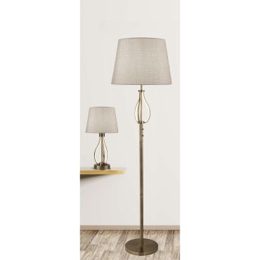 Searchlight Vegas - staanlamp - Ø 39 x 152 cm - 6W LED incl. - wit en antiek messing