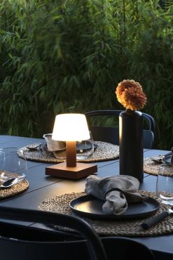 Konstsmide Monaco - tafellamp - 12,5 x 12,5 x 19 cm - 2,5W dimbare LED incl. - oplaadbaar - IP54 - roest