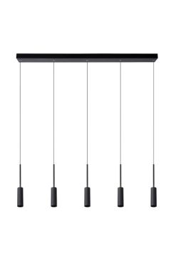 Lucide Tubule - hanglamp 5L - 101 x 8 x 169 cm - 5 x 7W LED incl. - zwart
