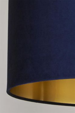 Searchlight Velvet Drum - lampenkap - Ø 40 x 24 cm - marineblauw en goud