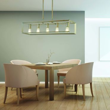 Searchlight Heaton - hanglamp - 90 x 28 x 75 cm - geborsteld zilver en goud