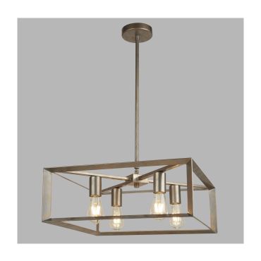 Searchlight Heaton - hanglamp - 50 x 50 x 75 cm - geborsteld zilver en goud