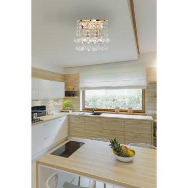 Searchlight Hanna - wandverlichting - 18 x 18 cm - goud en transparant