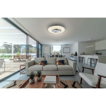 ONE Light Plafo - plafondverlichting met ventilator en afstandsbediening - Ø 60 x 15 cm - 30W LED incl. - wit