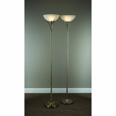 Searchlight Linea - staanlamp - Ø 26 x 179 cm - satijn zilver