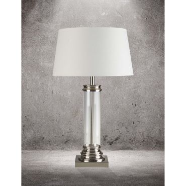 Searchlight Pedestal - tafellamp - Ø 37 x 62 cm - satijn zilver