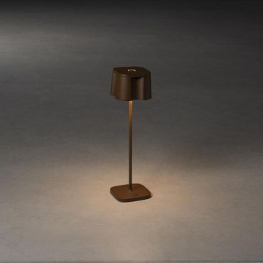 Konstsmide Nice - draadloze buiten tafellamp met laadstation - 10 x 10 x 36 cm - 2,2W dimbare LED incl. - IP54 - roestbruin