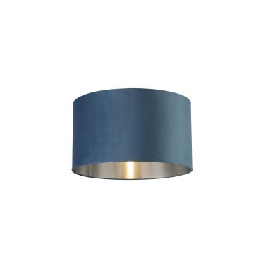 Searchlight Drum Shade - lampenkap - Ø 45 x 26 cm - blauwgroen en zilver