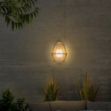 New Garden Sisine - buiten wandlamp met oplaadbare lichtbron en afstandsbediening - 22,5 x 11,5 x 24,5 cm - 9W dimbare LED incl. - IP54 - bruin