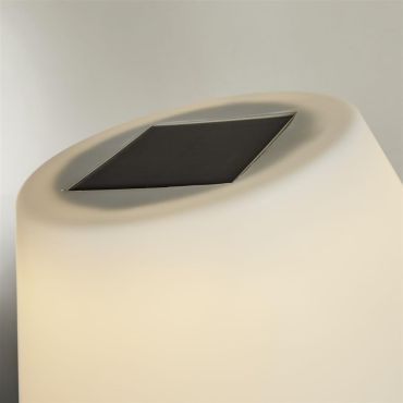 Searchlight Venice - tafellamp op zonne-energie - Ø 38 x 68 cm - 1,6W LED incl - IP44 - zilver en wit