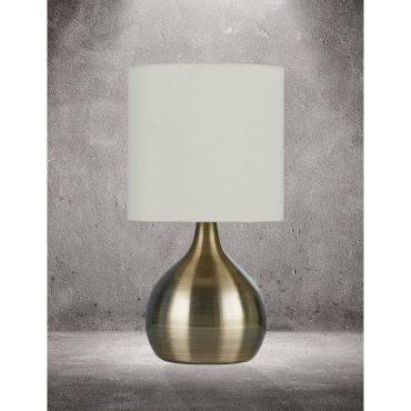Searchlight Touch - tafellamp - 29 cm - 3 stappen dimbaar - wit en antiek messing