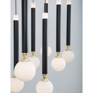 Nova Luce Cayo - hanglamp - 72 x 20 x 120 cm - 10 x 5W LED incl. - zwart