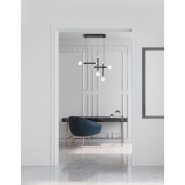 Nova Luce Cayo - hanglamp - 51 x 20 x 120 cm - 4 x 5W LED incl. - zwart