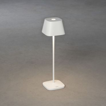 Konstsmide Capri - draadloze buiten tafellamp met laadstation - Ø 10 x 36 cm - 2,2W dimbare LED incl. - IP54 - wit