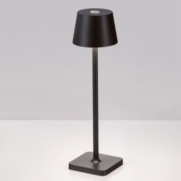 Nova Luce Deck - oplaadbare tafellamp - Ø 8,5 x 30 cm - 2W dimbare LED incl. - IP54 - donker antraciet