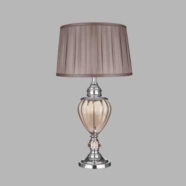Searchlight Greyson - tafellamp - Ø 38 x 68 cm - chroom en bruin
