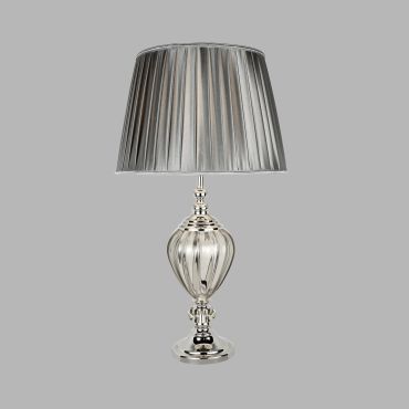 Searchlight Greyson - tafellamp - Ø 38 x 68 cm - chroom en grijs