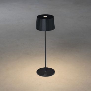 Konstsmide Positano - draadloze buiten tafellamp met laadstation - Ø 11 x 35 cm - 2,2W dimbare LED incl. - IP54 - zwart