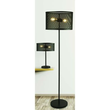 Searchlight Fishnet - staanlamp - 145 cm - mat zwart