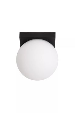 Lucide Tassa - plafondlamp - 13,5 x 13,5 x 13,4 cm - 12W dim to warm LED incl. - zwart en opaal
